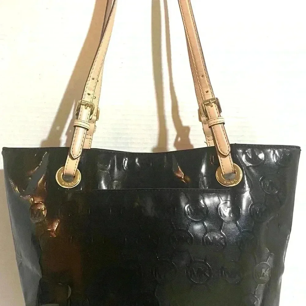 Michael Kors MK signature black  metallic tote handbag